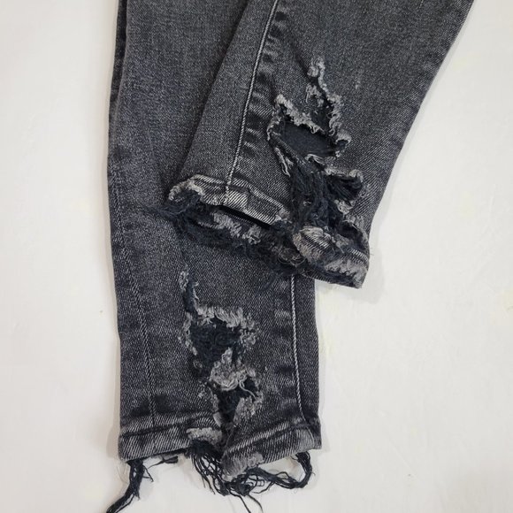 AgoldE Sophie High Rise Skinny Crop Destroyed Hem in Temple Gray Black - Picture 8 of 12